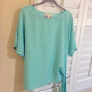 Michael Kirsten short sleeve side tie blouse Size L